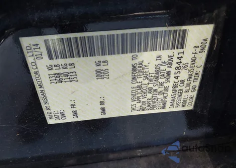 2014 Nissan Maxima 3.5 Sv из США, поврежденный, VIN 1N4AA5AP8EC458441